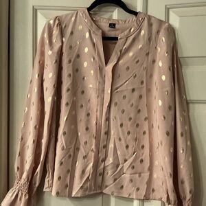 Elegant Pink Blouse with Gold Accents